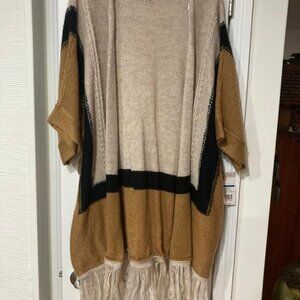 New Directions. A long sweater with a belt. Size Large. New